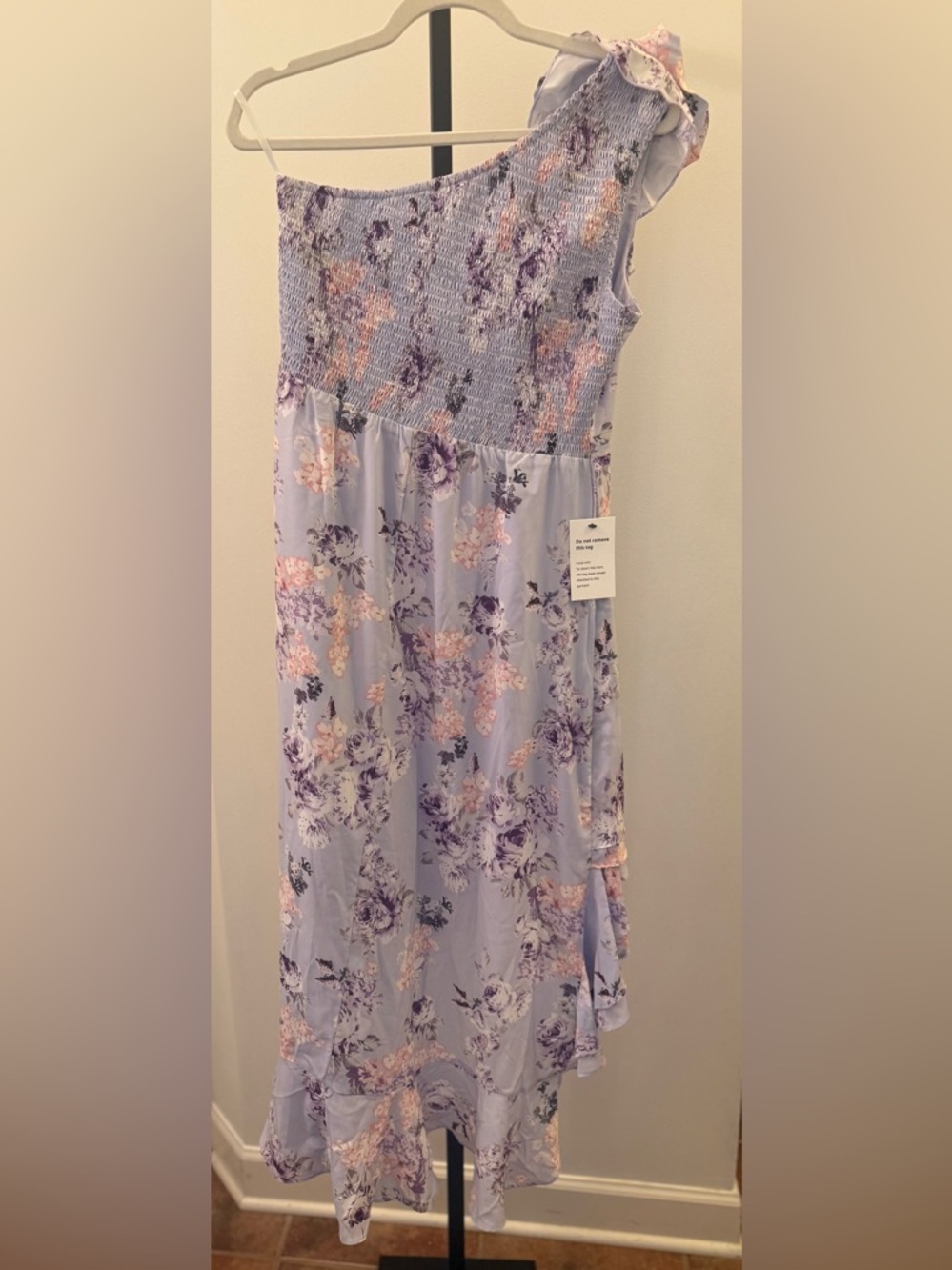 Grace Karin Lavender Floral One-Shoulder High-Low Dress - Picture 6 of 9